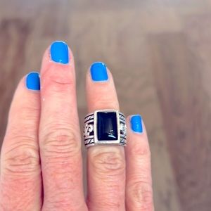 Brighton Silver with black stone ring